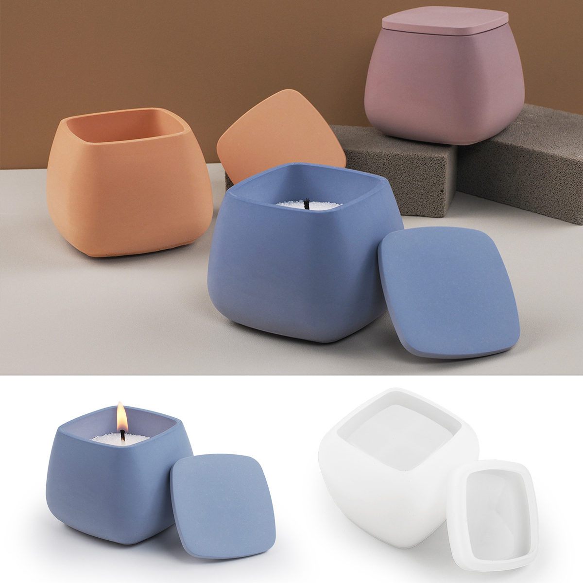 Candle Making Jars With Lids - Quadratische Kerze Glas Silikonform DIY mit