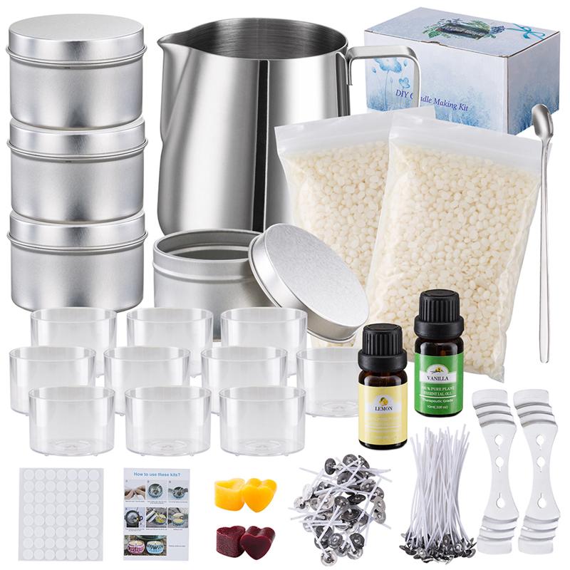 Candle Making Kit For Kids - 1 Set Kerzenherstellungsset, Ausgießtopf, Dochte, Aufkleber,