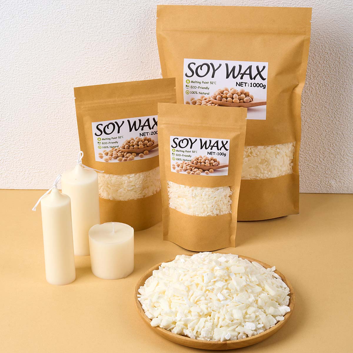 Candle Making Kit - 1 Pfund reinweißes Sojawachs für handgemachte