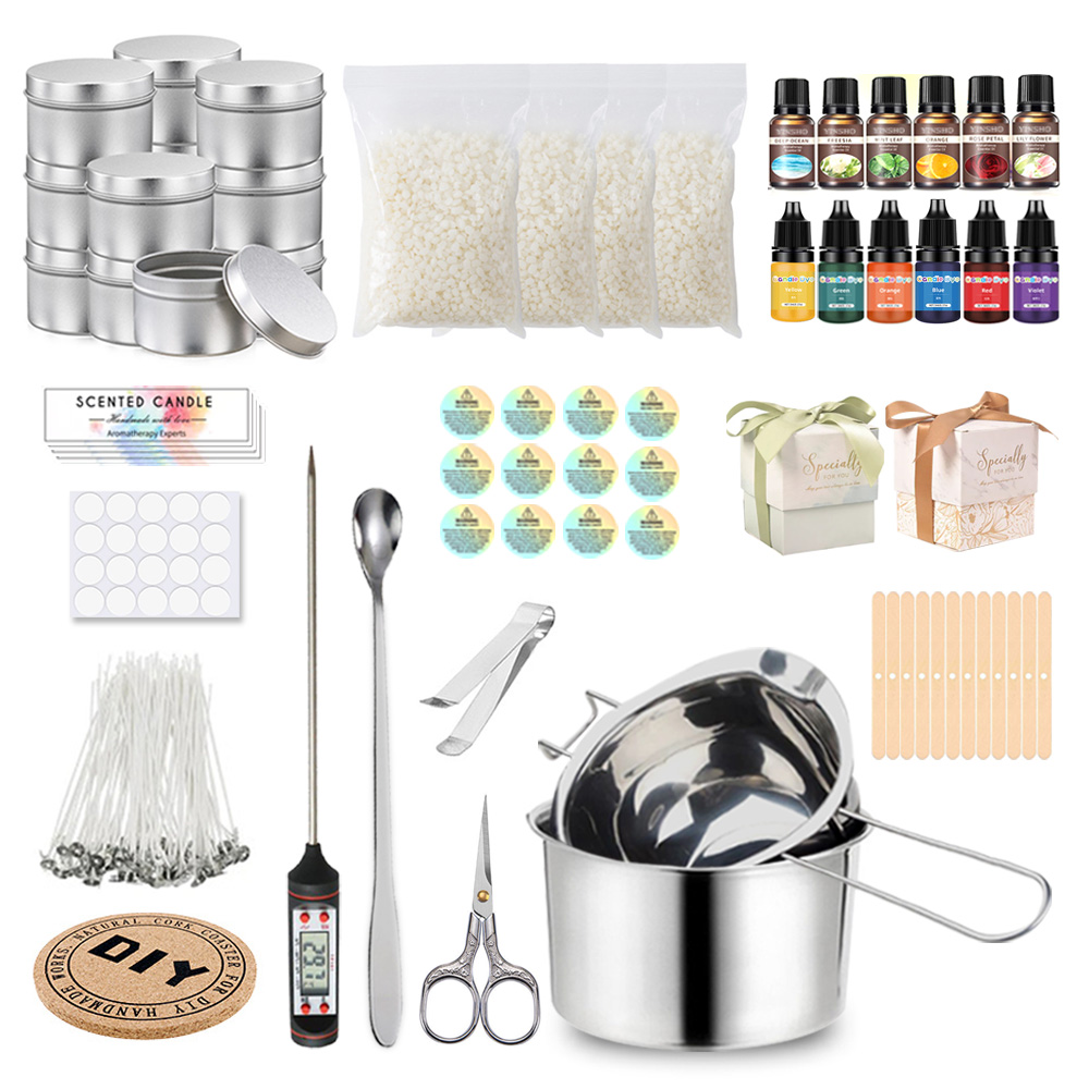 Candle Making Kit For Kids - Kerzenherstellungsset, Ausgießtopf, Dochte, Aufkleber, Kerzenfixierer, Bastelwerkzeuge,
