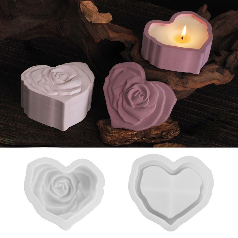 Herzförmige Rosen-Silikonform  – Candle Making Jars With Lids Bewertung und Preis