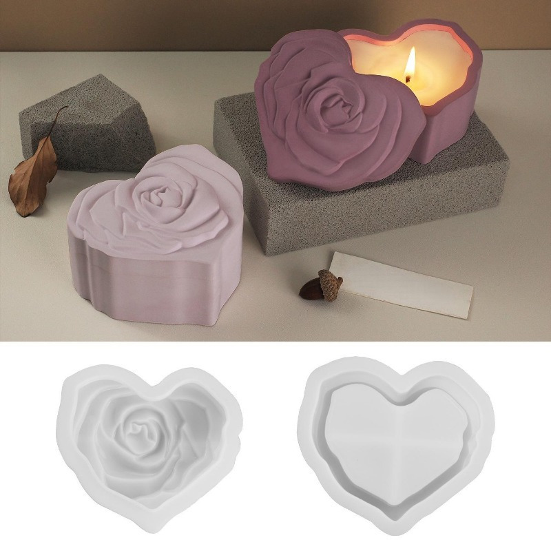 Herzförmige Rosen-Silikonform  – Candle Making Jars With Lids Bewertung und Preis