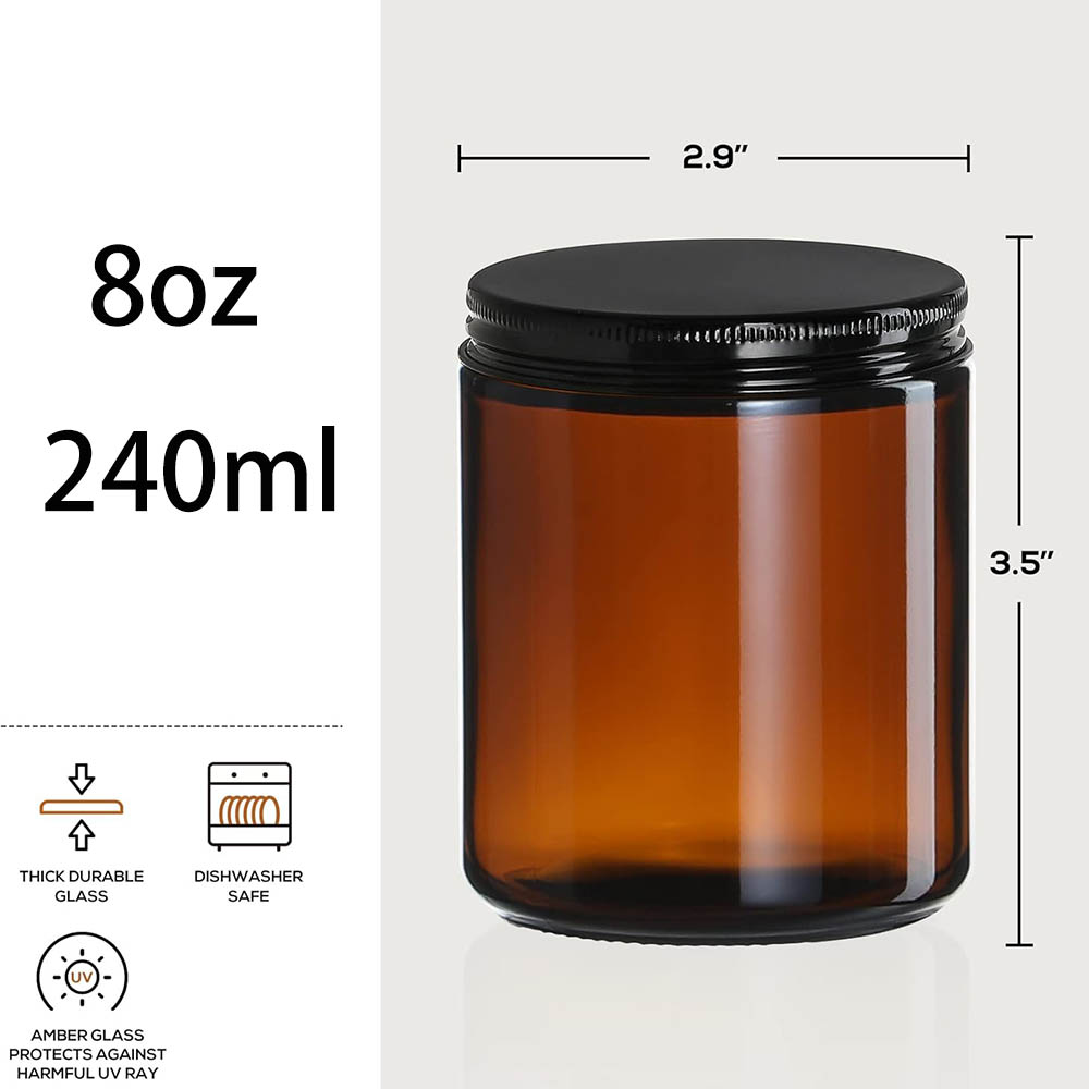 8oz Bernsteinfarbene Glasgläse – Candle Making Jars With Lids Bewertung und Preis